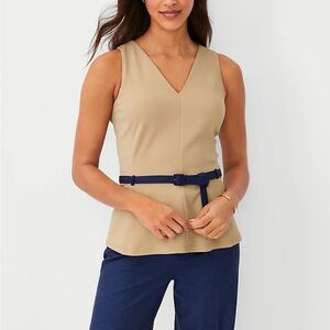 SALE!! Ann Taylor Tan Belted V-neck Sleeveless Shell Top NWT Small